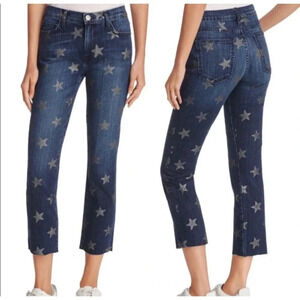 NWT $268 Current/Elliott Slim Cropped Straight Leg Jean Rollin Star Print